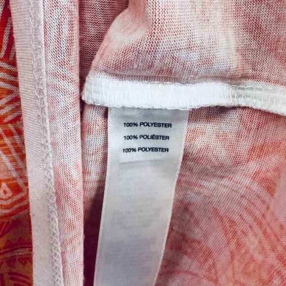 Chicos Womens V Neck Shirt Size Large Orange Geometric Metallic Rhinestones - Picture 6 of 10